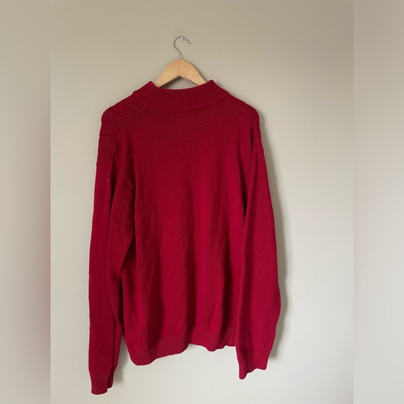 Vintage Chaps Men's cable knit 1/2 Zip 100% cotton in Rich deep red Red XL NWOT - Picture 3 of 6